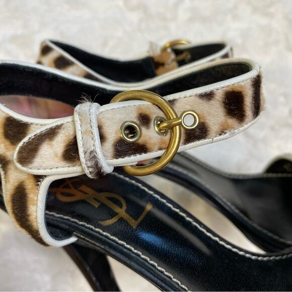 Yves Saint Laurent Ponyhair Animal Print Kitten Heel Sandals
Size 38.5 Leopard - Picture 7 of 14